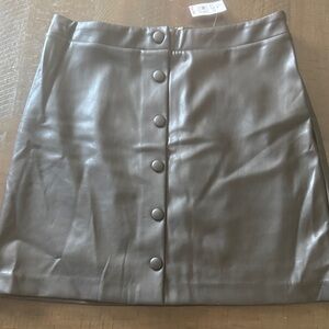 LOFT Charcoal Button-Front Mini Skirt